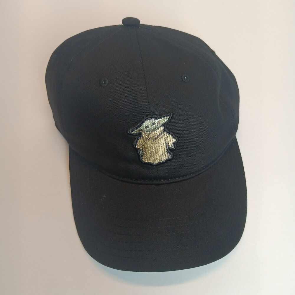 Disney's Star Wars The Mandalorian Yoda Black Adjustable Baseball Cap Hat NEW